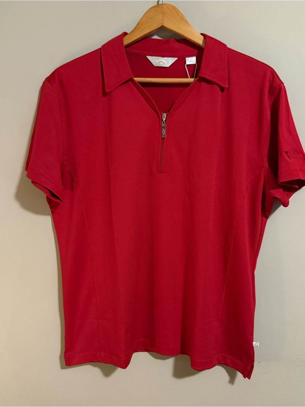 Callaway Women’s Red Zip Polo Golf Shirt - Classic Short Sleeve sz XL